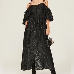 Hofmann Copenhagen Angele Black Lace Off Shoulder Maxi Dress Size 38 US 6